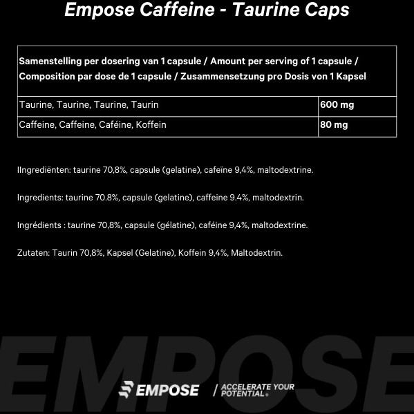 Caffeine / Taurine 100 caps. - Empose Nutrition