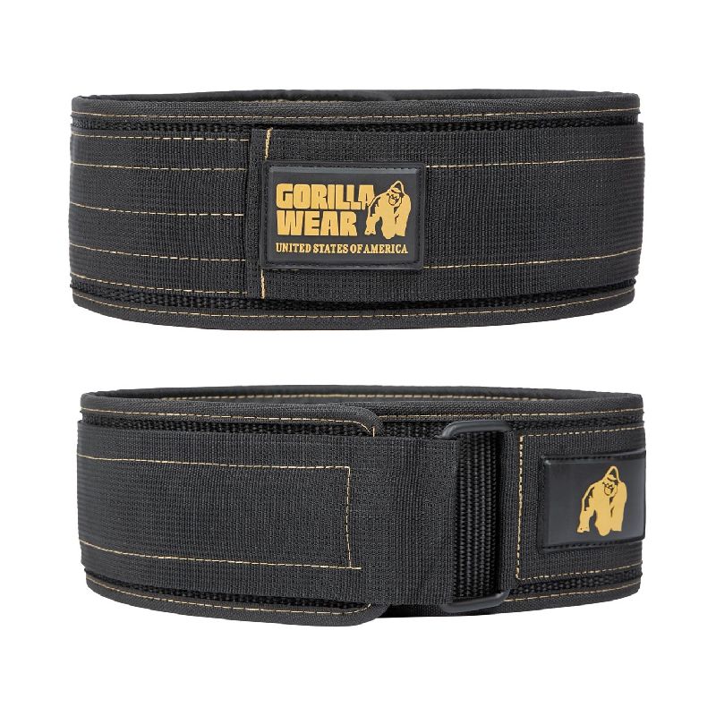 Колан с велкро закопчаване 4 Inch Nylon Lifting Belt – Black/Gold - Gorilla Wear