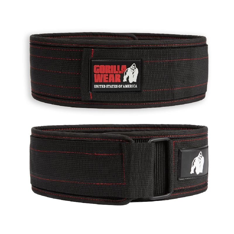 Колан с велкро закопчаване 4 Inch Nylon Lifting Belt – Black/Red - Gorilla Wear