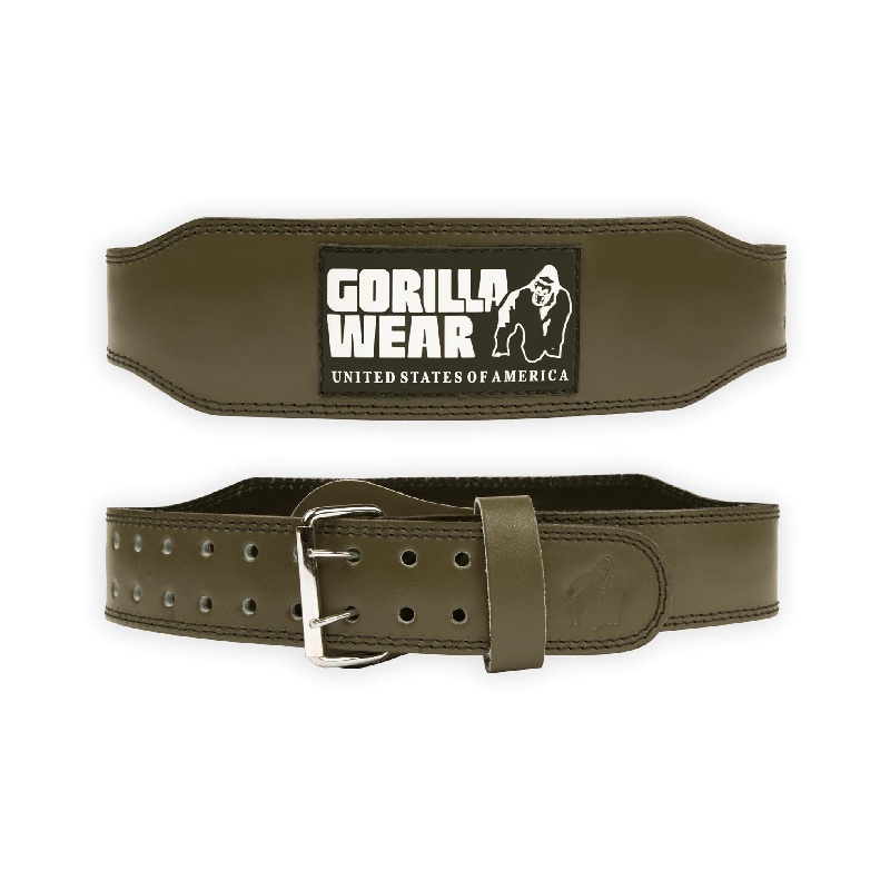 Кожен колан 4 Inch Padded Leather Lifting Belt – Army Green - Gorilla Wear