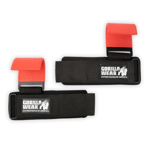 Стоманени куки с накитник Weight Lifting Hooks Black/Red - Gorilla Wear