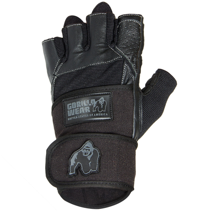 Кожени ръкавици за фитнес Dallas Wrist Wrap Gloves – Black - Gorilla Wear