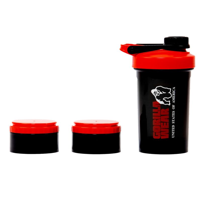 Шейкър с кутии за хапчета и пудри Shaker 2 GO – Black/Red - Gorilla Wear