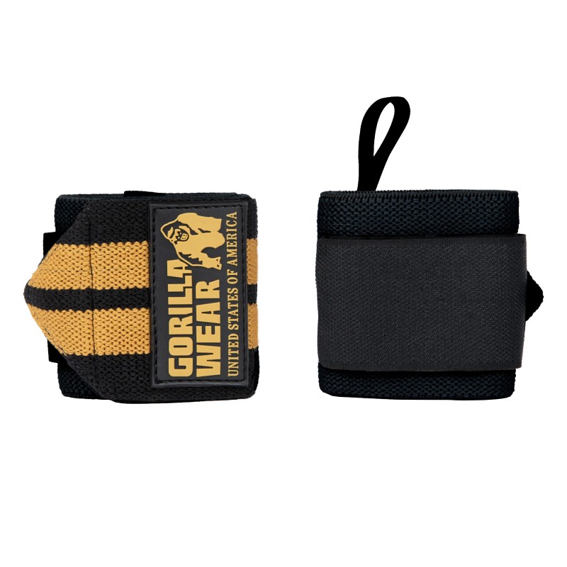 Ластични бинтове за китки Wrist Wraps PRO – Black/Gold - Gorilla Wear