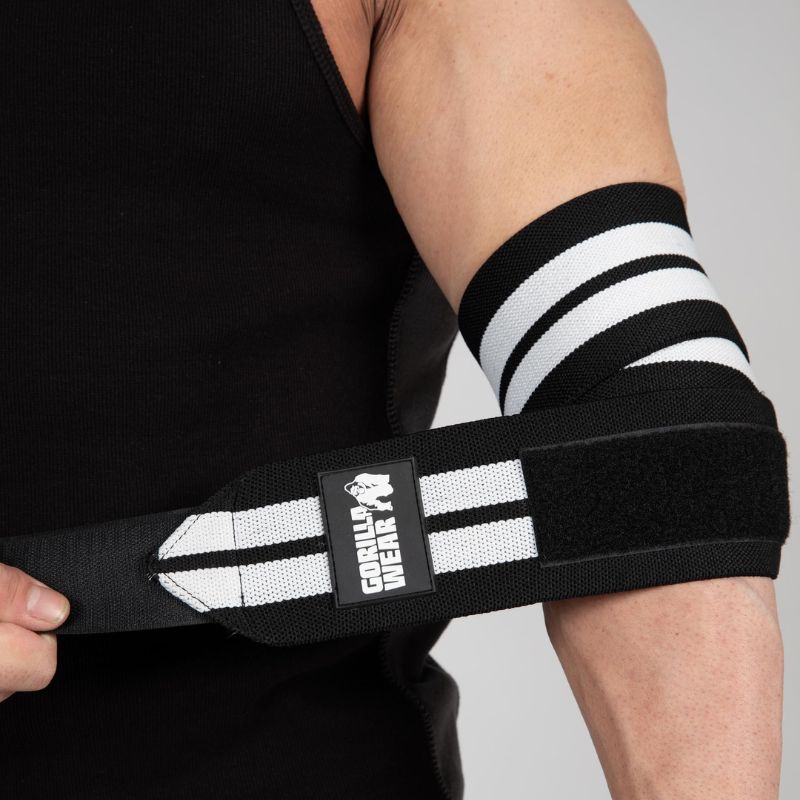 Ластични бинтове за лакти Elbow Wraps – Black/White - Gorilla Wear