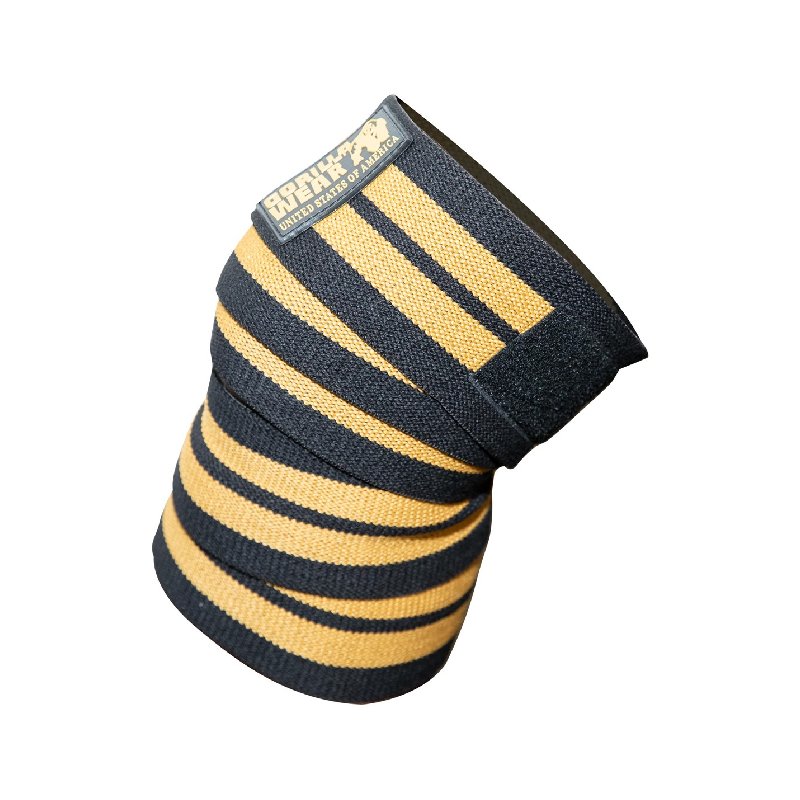 Ластични бинтове за крака Knee Wraps – Black/Gold – 200 cm - Gorilla Wear