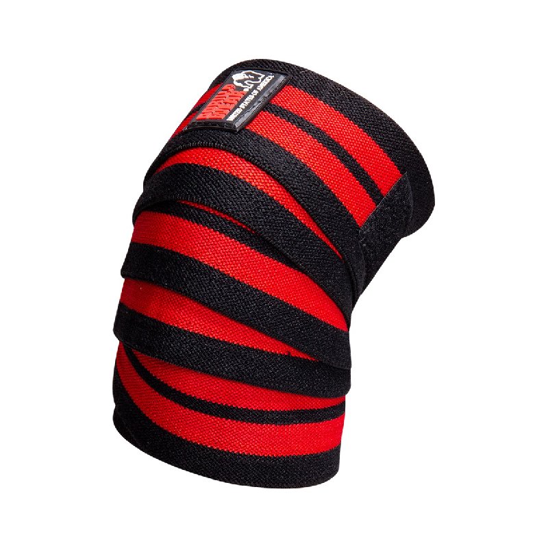 Ластични бинтове за крака Knee Wraps – Black/Red – 250 cm - Gorilla Wear