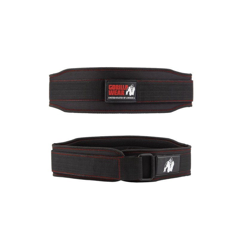 Дамски колан 4 Inch Women’s Lifting Belt – Black/Red Stitched - Gorilla Wear