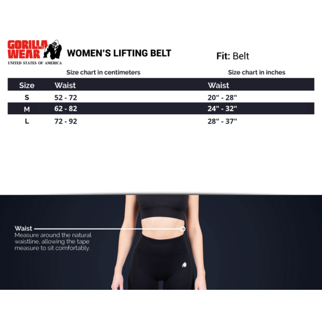 Дамски колан 4 Inch Women’s Lifting Belt – Black - Gorilla Wear